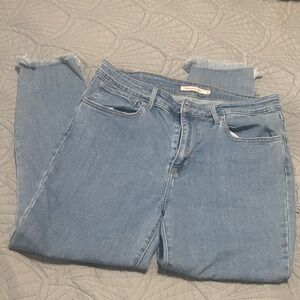 Levi's Light Blue Straight Leg Frayed Hem Jeans